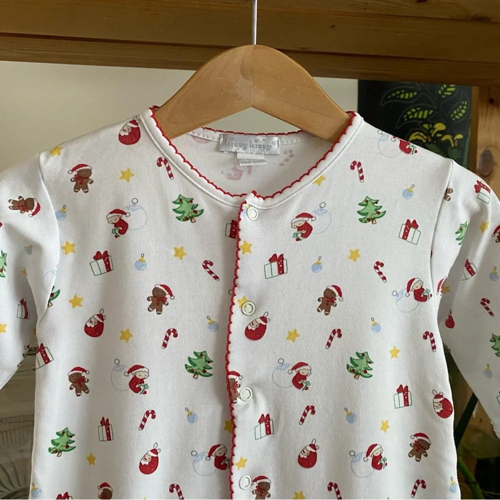 Kissy Kissy Christmas Print Pima Cotton Footie Romper 6-9 months